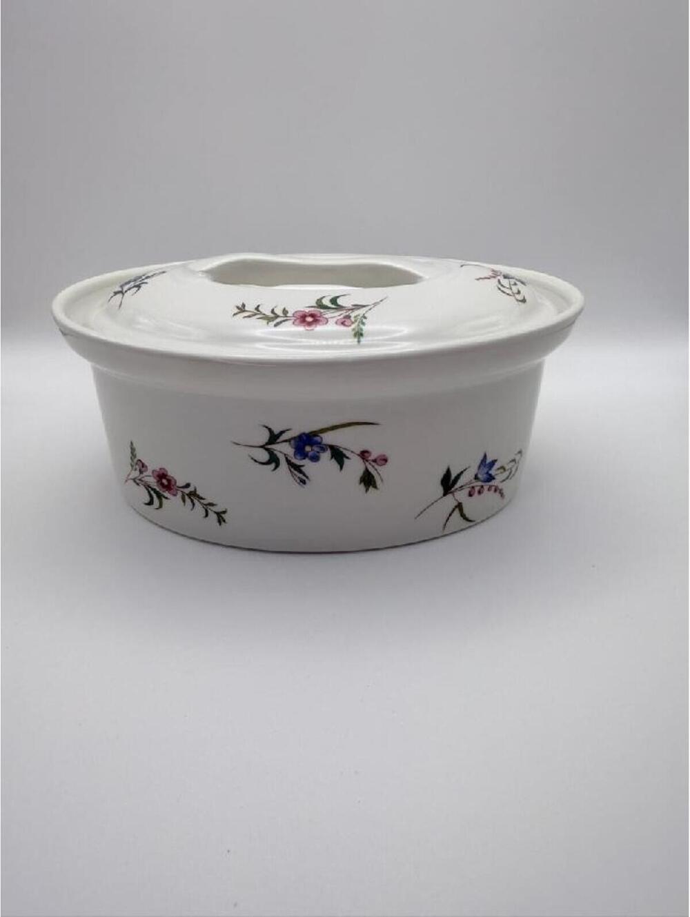 Cordon Bleu 1.5 Qt Oval Floral Covered Casserole Dish Vintage Bakeware
